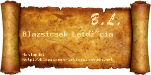Blazsicsek Letícia névjegykártya